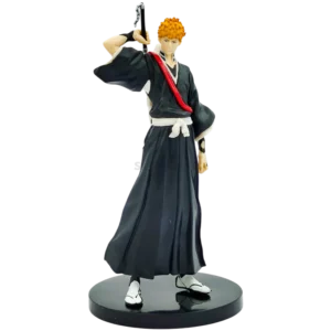 19CM Ichigo Kurosaki action figure from Bleach anime in Soul Reaper outfit with sword. A premium PVC collectible for anime fans and collectors.