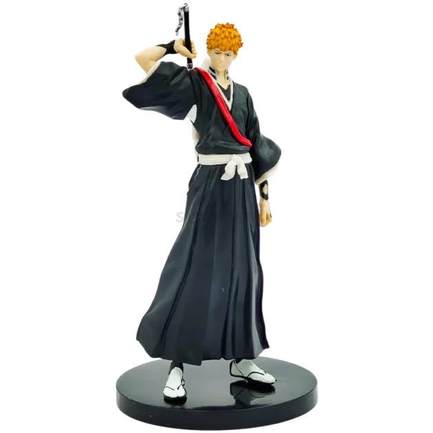 19CM Ichigo Kurosaki action figure from Bleach anime in Soul Reaper outfit with sword. A premium PVC collectible for anime fans and collectors.
