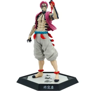 Akaza 28CM Upper Moon 3 action figure from Demon Slayer on hexagonal kanji base