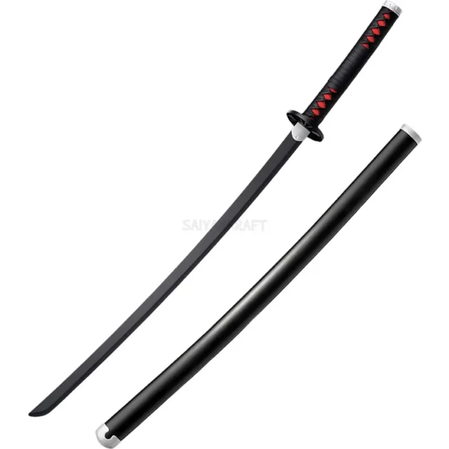 Tanjiro Kamado 104CM black wooden katana with sheath – Demon Slayer cosplay sword