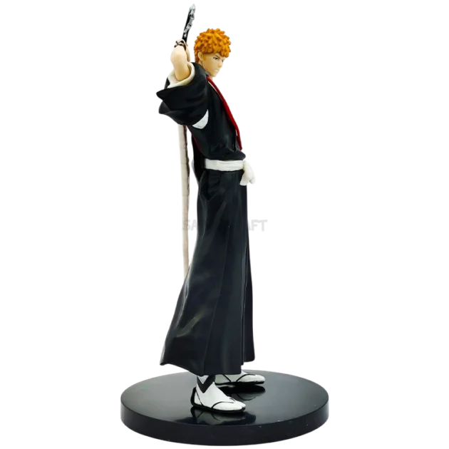 19CM Ichigo Kurosaki action figure from Bleach anime in Soul Reaper outfit with sword. A premium PVC collectible for anime fans and collectors.
