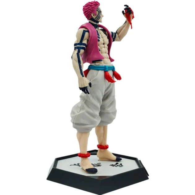Akaza 28CM Upper Moon 3 action figure from Demon Slayer on hexagonal kanji base