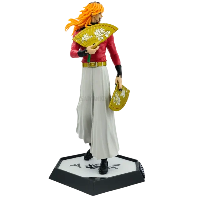 30CM Doma action figure Demon Slayer collectible with fans and traditional outfit on display base