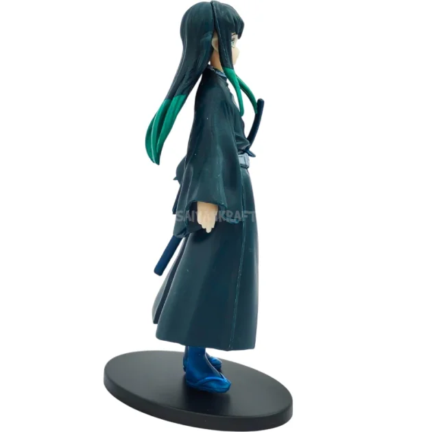 Muichiro Tokito 15CM Mist Hashira Demon Slayer figure in black uniform with green hair tips