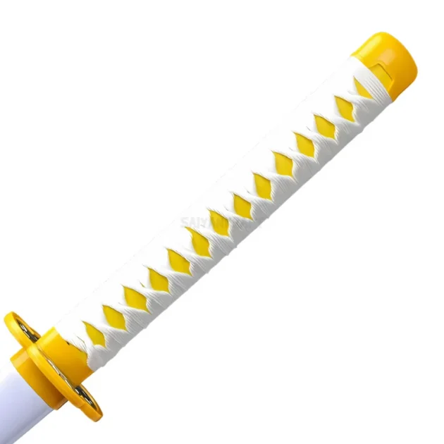 Zenitsu Agatsuma 104CM wooden katana with white sheath and lightning blade – Demon Slayer replica sword