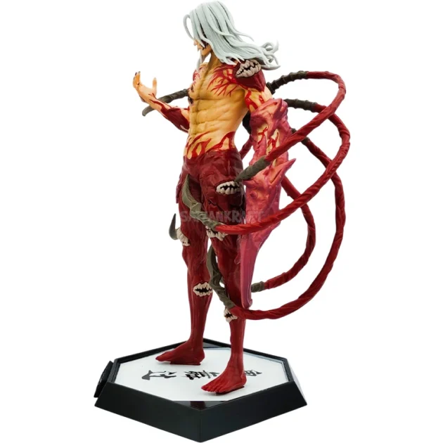 Muzan Kibutsuji 30CM final form figure with white hair and demon tendrils on kanji base collectible