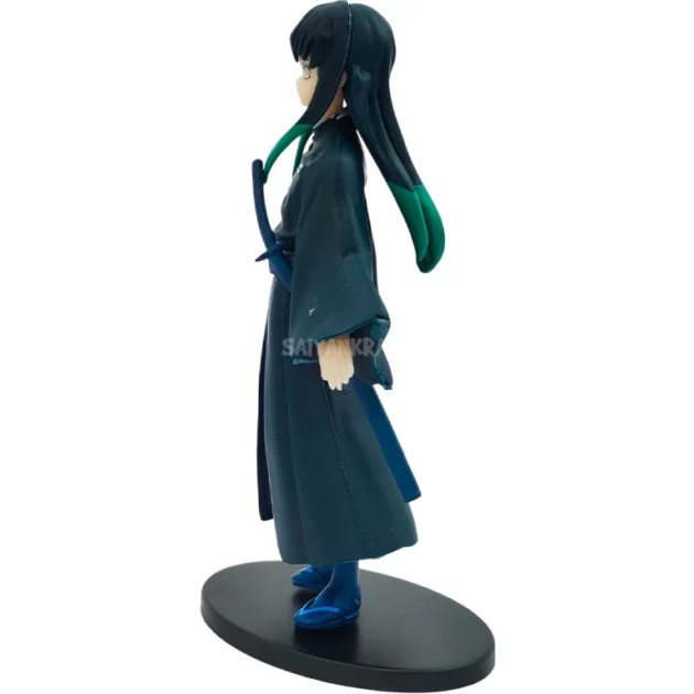 Muichiro Tokito 15CM Mist Hashira Demon Slayer figure in black uniform with green hair tips