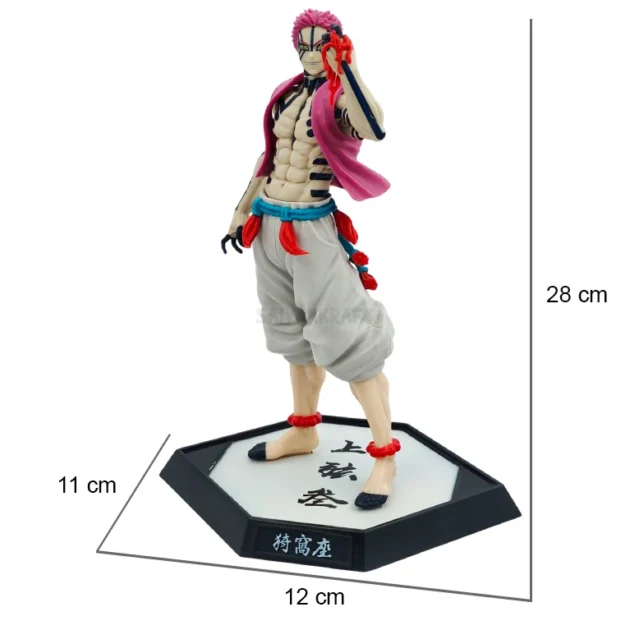 Akaza 28CM Upper Moon 3 action figure from Demon Slayer on hexagonal kanji base