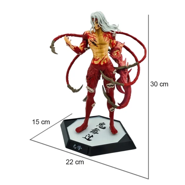 Muzan Kibutsuji 30CM final form figure with white hair and demon tendrils on kanji base collectible