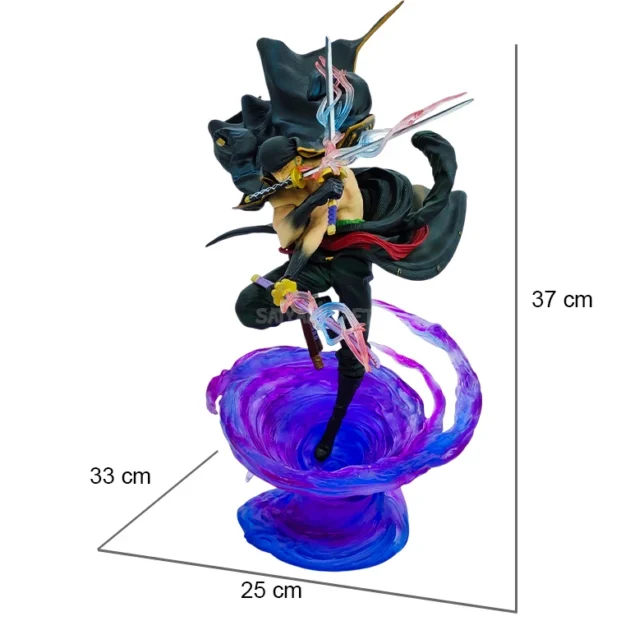 Roronoa Zoro One Piece 37CM LED Action Figure with Interchangeable Heads and Glowing Sword Aura