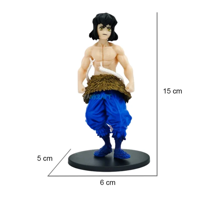 Inosuke Hashibira 15CM action figure from Demon Slayer anime unmasked version with detailed PVC sculpt