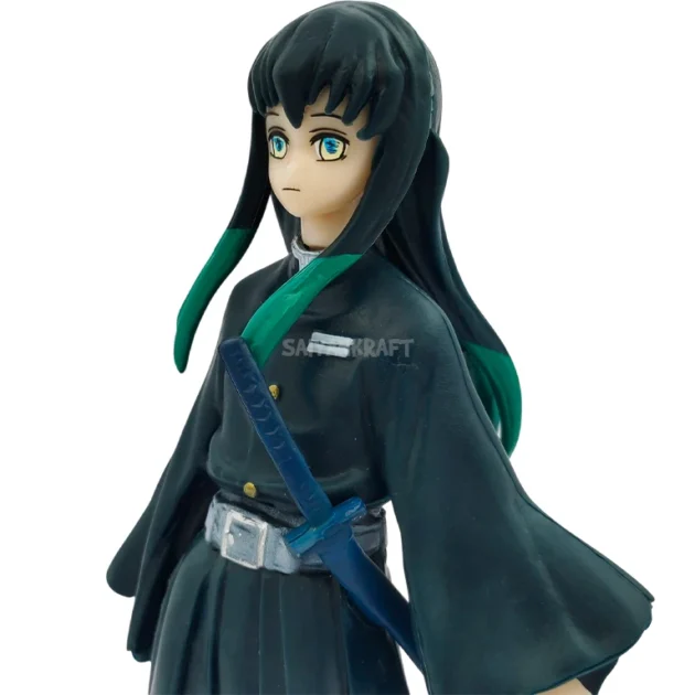 Muichiro Tokito 15CM Mist Hashira Demon Slayer figure in black uniform with green hair tips