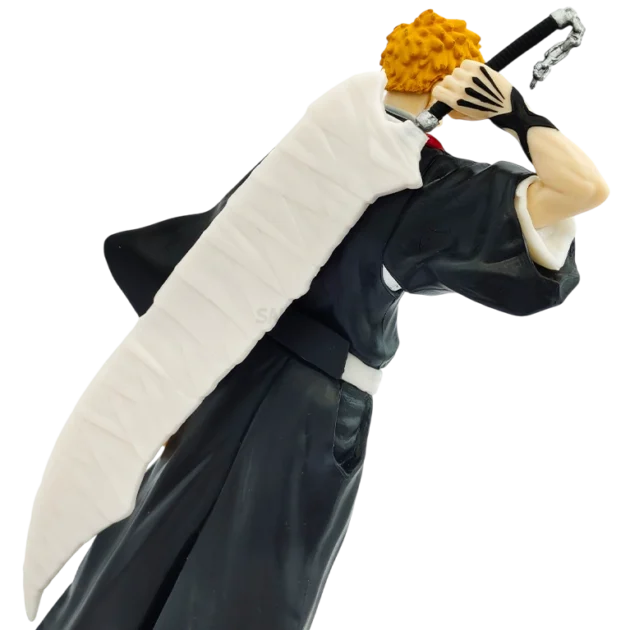 19CM Ichigo Kurosaki action figure from Bleach anime in Soul Reaper outfit with sword. A premium PVC collectible for anime fans and collectors.