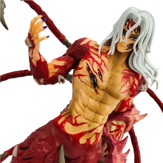 Muzan Kibutsuji 30CM final form figure with white hair and demon tendrils on kanji base collectible
