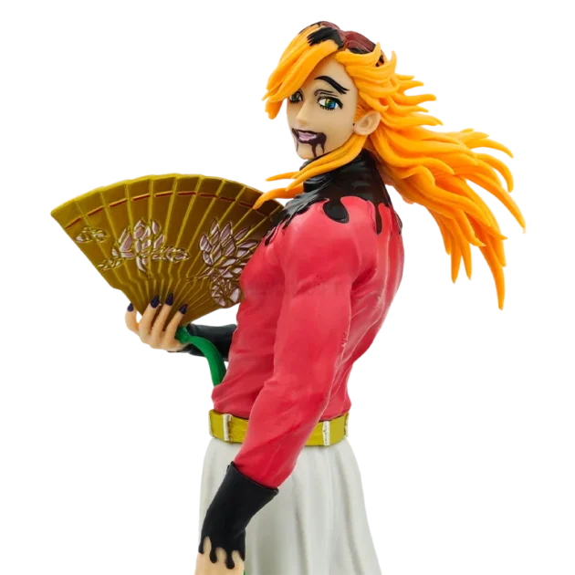 30CM Doma action figure Demon Slayer collectible with fans and traditional outfit on display base