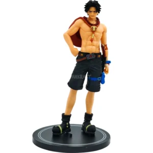 Portgas D. Ace 18 cm One Piece action figure standing on black display base – SaiyanKraft anime collectible.