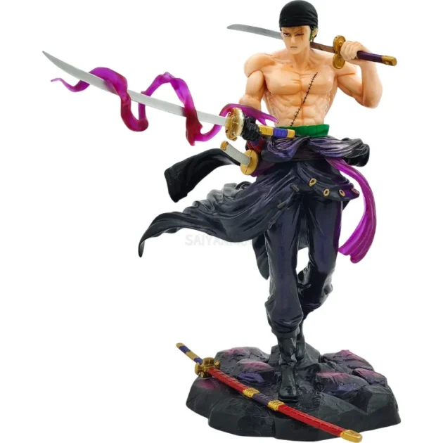 Roronoa Zoro 20cm Action Figure – One Piece Collectible with 4 Swords in Battle Stance