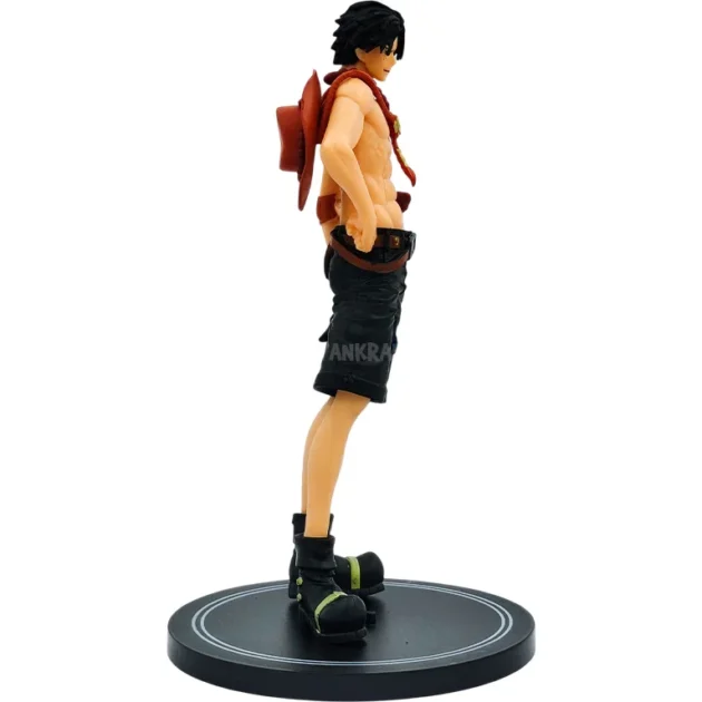 Portgas D. Ace 18 cm One Piece action figure standing on black display base – SaiyanKraft anime collectible.