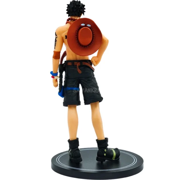 Portgas D. Ace 18 cm One Piece action figure standing on black display base – SaiyanKraft anime collectible.