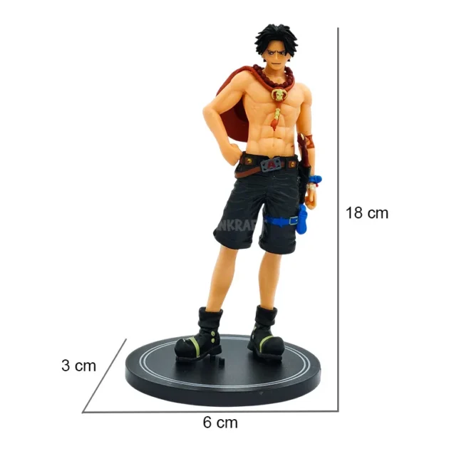 Portgas D. Ace 18 cm One Piece action figure standing on black display base – SaiyanKraft anime collectible.