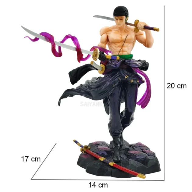 Roronoa Zoro 20cm Action Figure – One Piece Collectible with 4 Swords in Battle Stance
