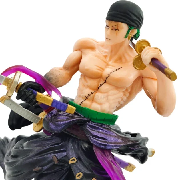 Roronoa Zoro 20cm Action Figure – One Piece Collectible with 4 Swords in Battle Stance
